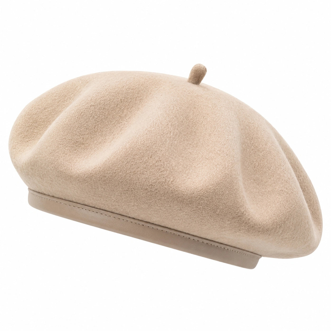 Béret taille unique en suédine beige - style souple pour adulte
