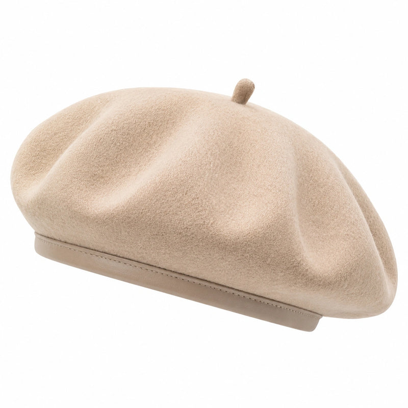 Béret taille unique en suédine beige - style souple pour adulte