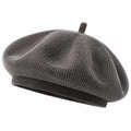 Béret taille unique en tissu côtelé gris - style décontracté