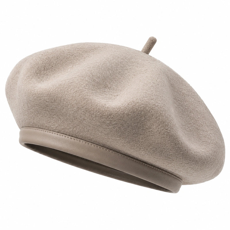 Béret taille unique taupe en textile doux style classique