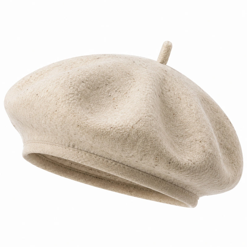 Béret taille unique en feutre beige style classique