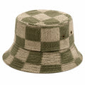 Chapeau bob taille unique en tissu vert et beige à carreaux style décontracté
