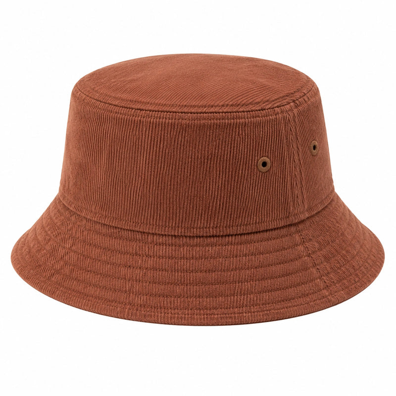 Chapeau bob taille unique en tissu côtelé marron style décontracté