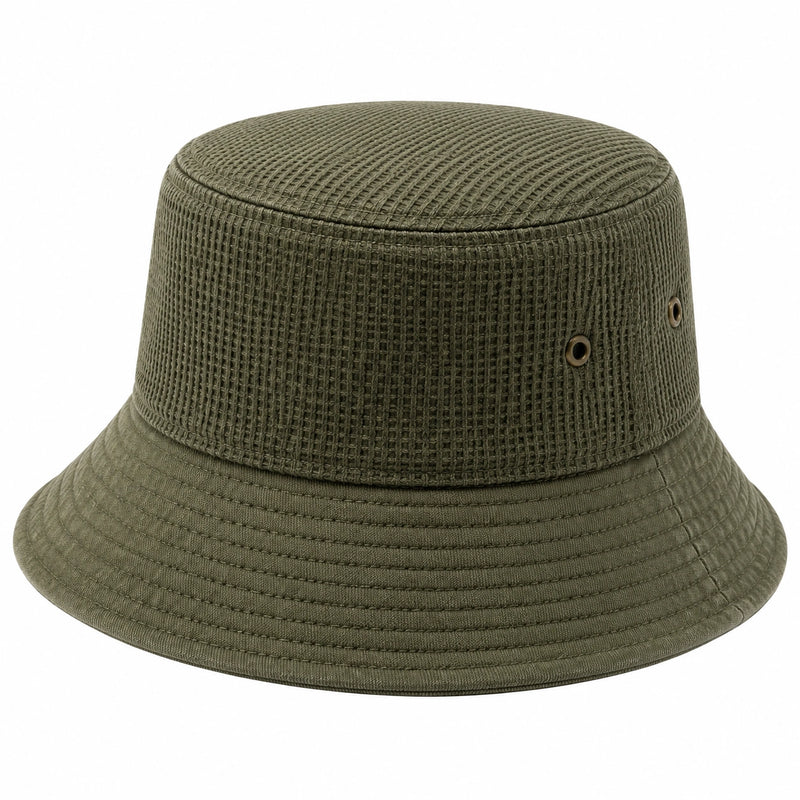 Chapeau bob taille unique textile côtelé olive style décontracté
