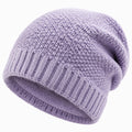 Bonnet en maille taille unique lilas pour adulte style côtelé