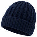 Bonnet taille unique en maille bleu marine à revers pour adulte