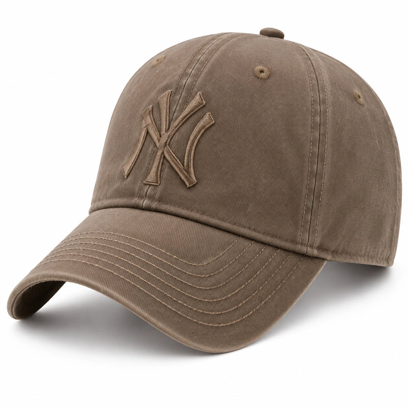 Casquette de baseball taille unique en coton marron à visière courbée
