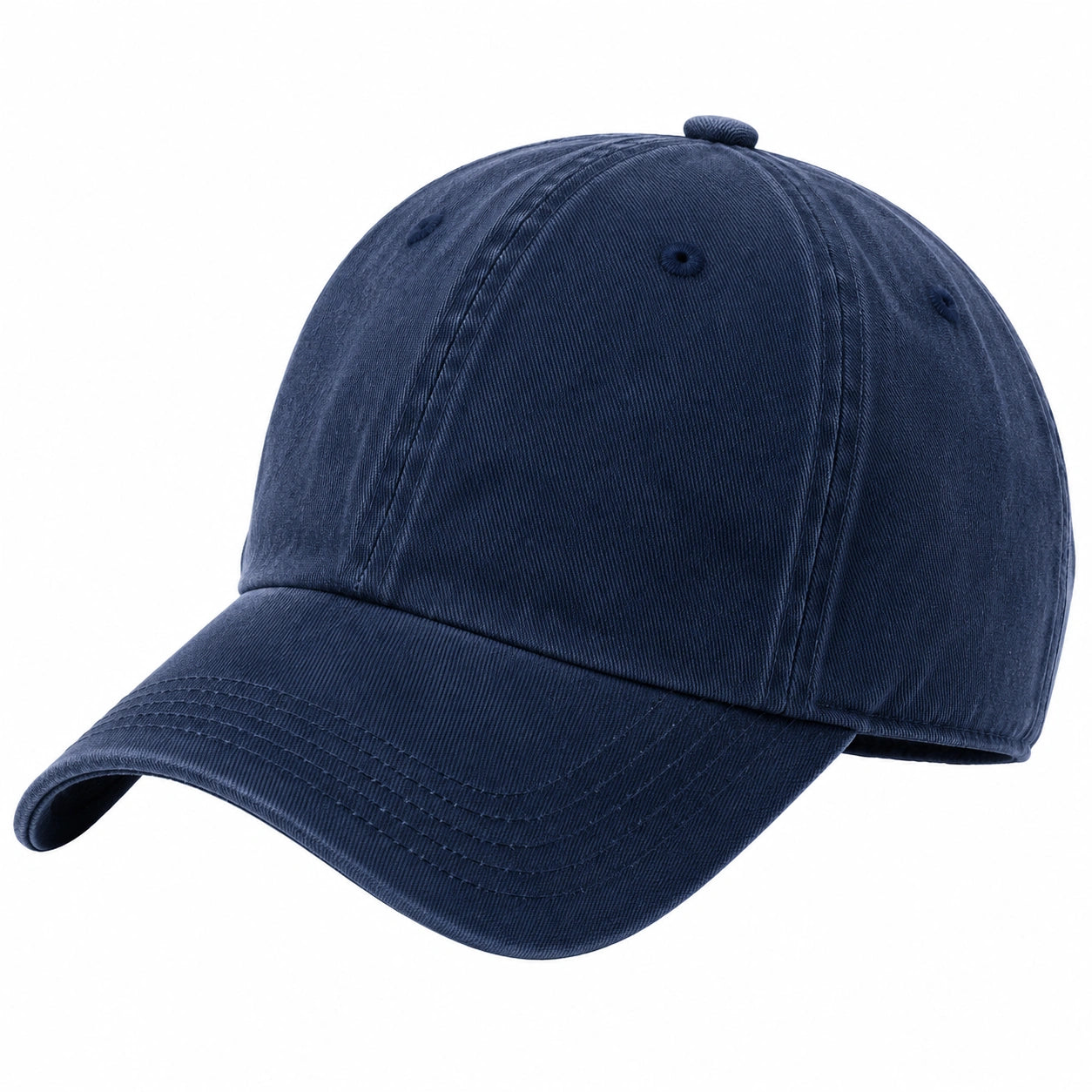 Casquette baseball taille unique en tissu sergé bleu marine à visière courbée