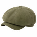 Casquette gavroche taille unique textile vert kaki à visière style rétro