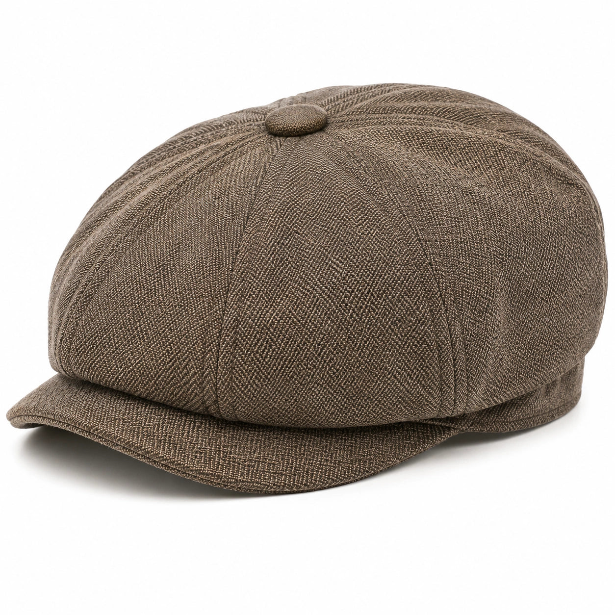 Casquette plate taille unique tissu texturé marron style classique