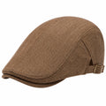 Casquette plate taille unique marron en tissu motif chevrons ajustable style classique