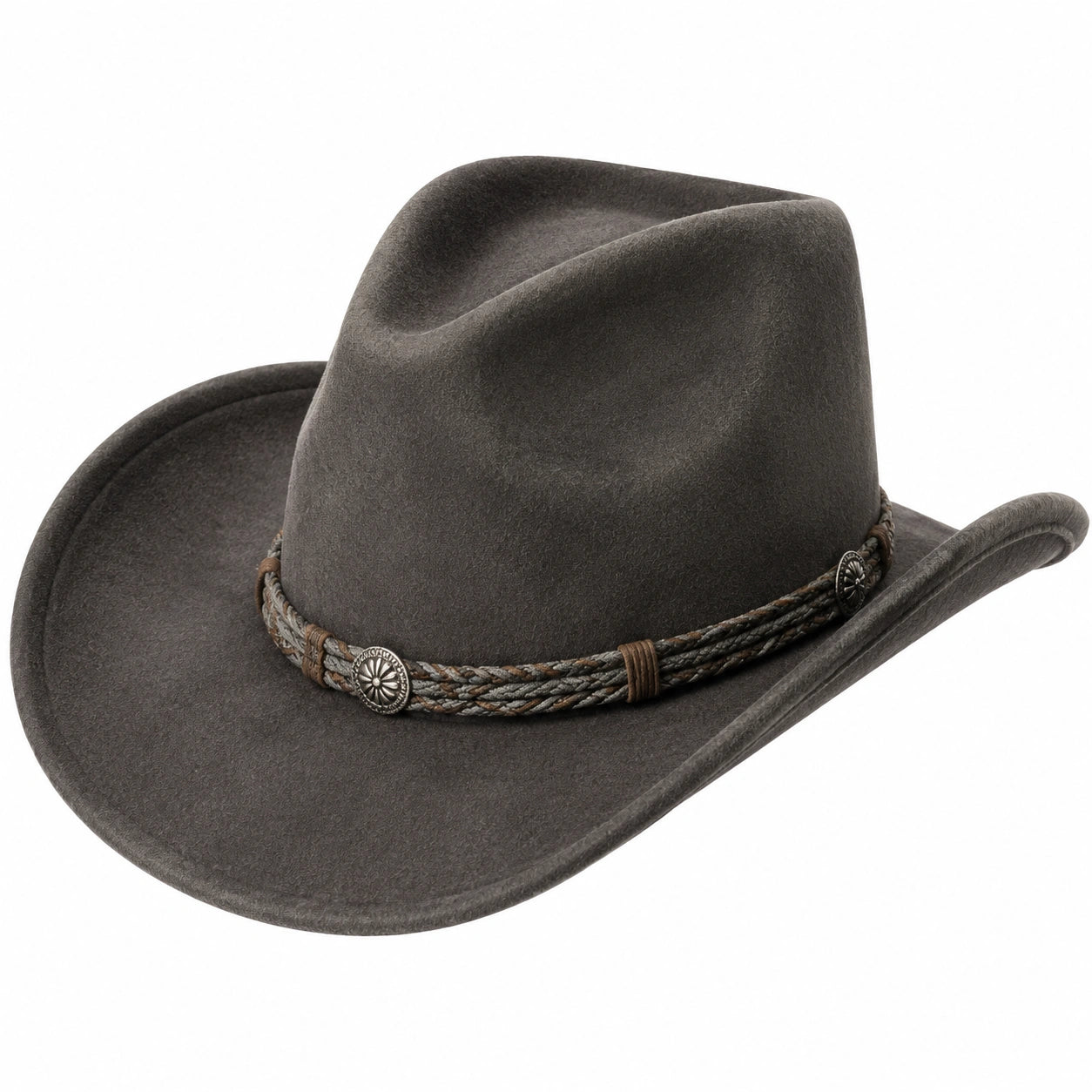 Chapeau cowboy taille unique textile aspect feutré gris foncé style western
