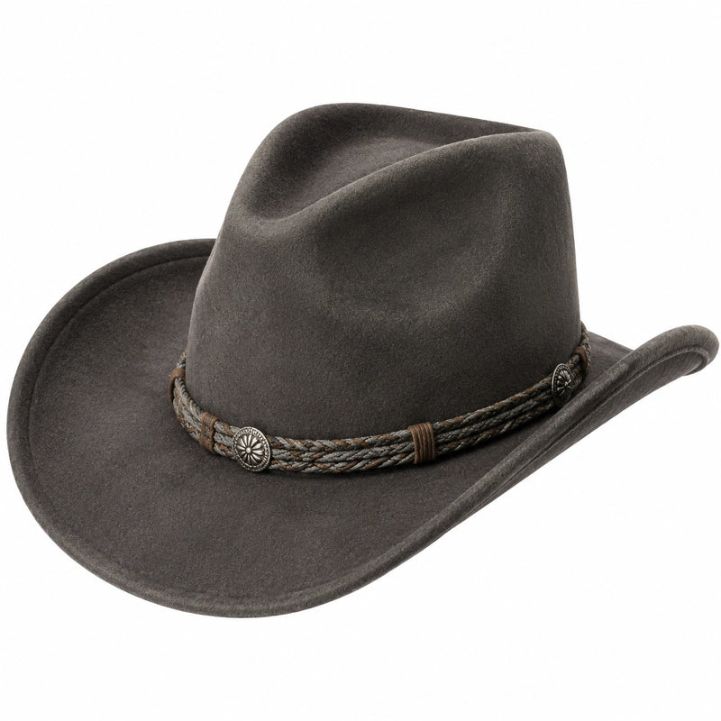 Chapeau cowboy taille unique textile aspect feutré gris foncé style western