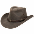 Chapeau cowboy taille unique brun en matière synthétique aspect cuir avec bande tressée style western
