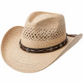 Chapeau cowboy taille unique en paille beige avec bandeau brun style western