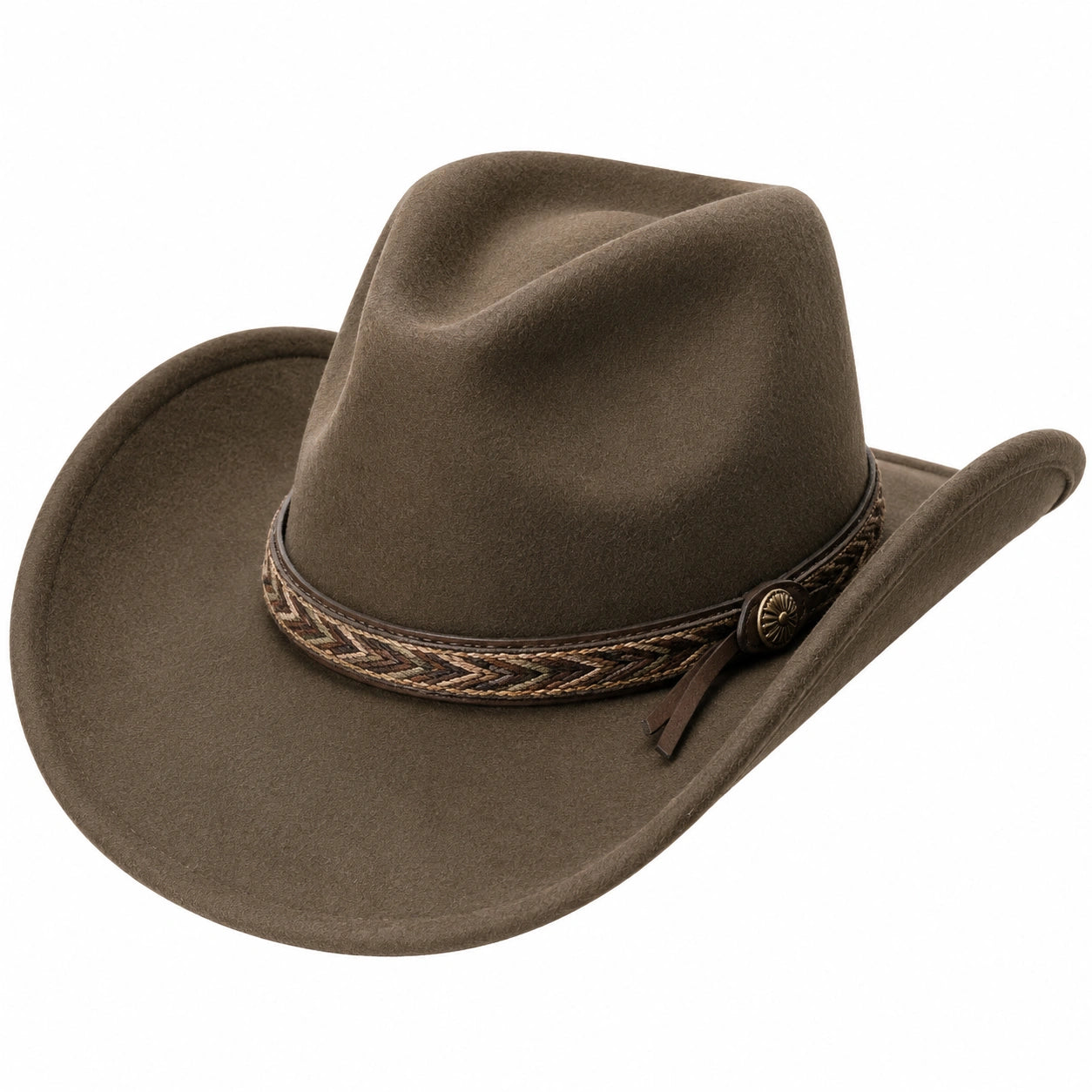 Chapeau cowboy taille unique brun en textile effet feutre avec bande tressée style western