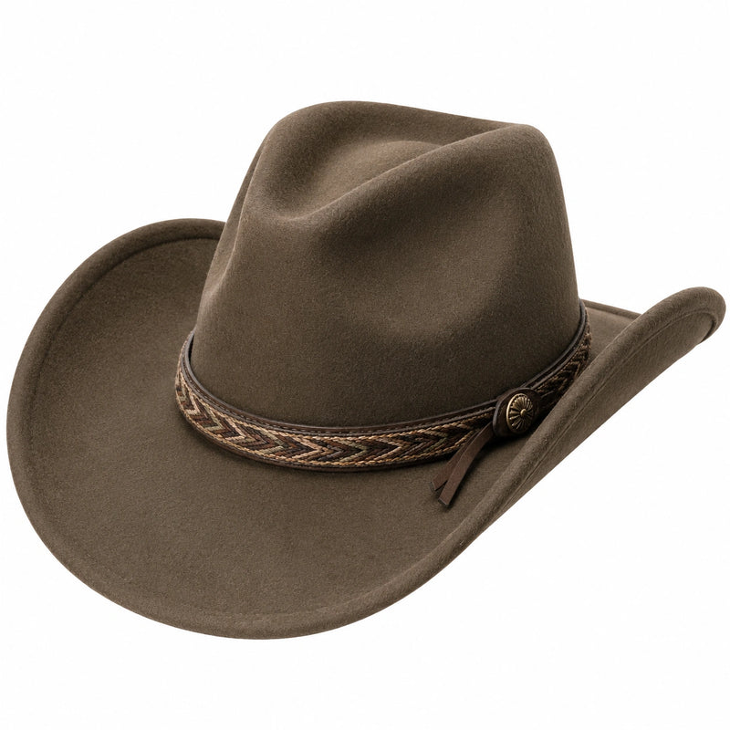Chapeau cowboy taille unique brun en textile effet feutre avec bande tressée style western