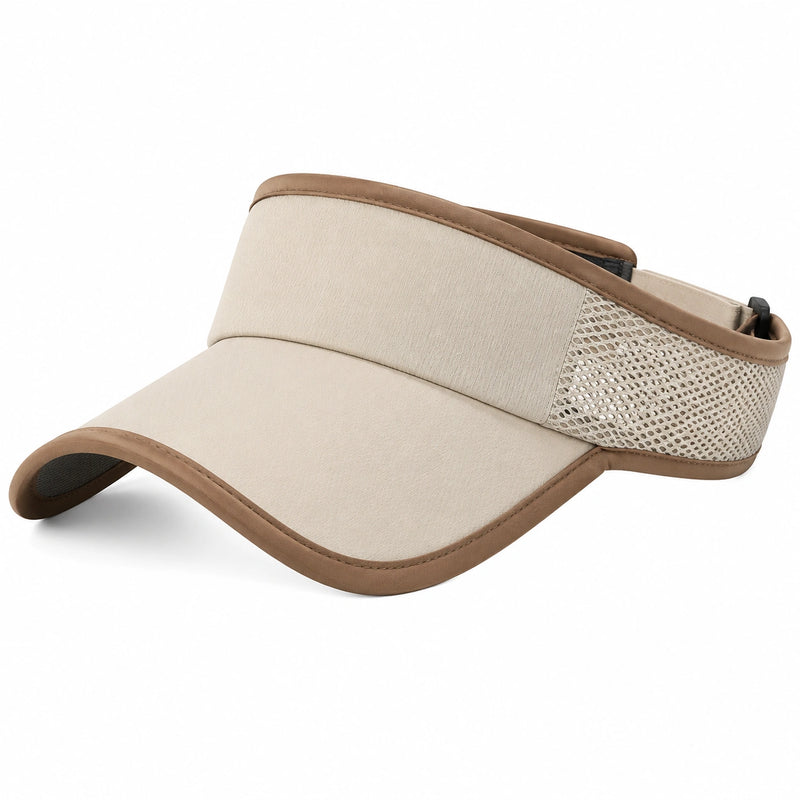 Visière de sport taille unique en textile beige et marron à maille respirante réglable