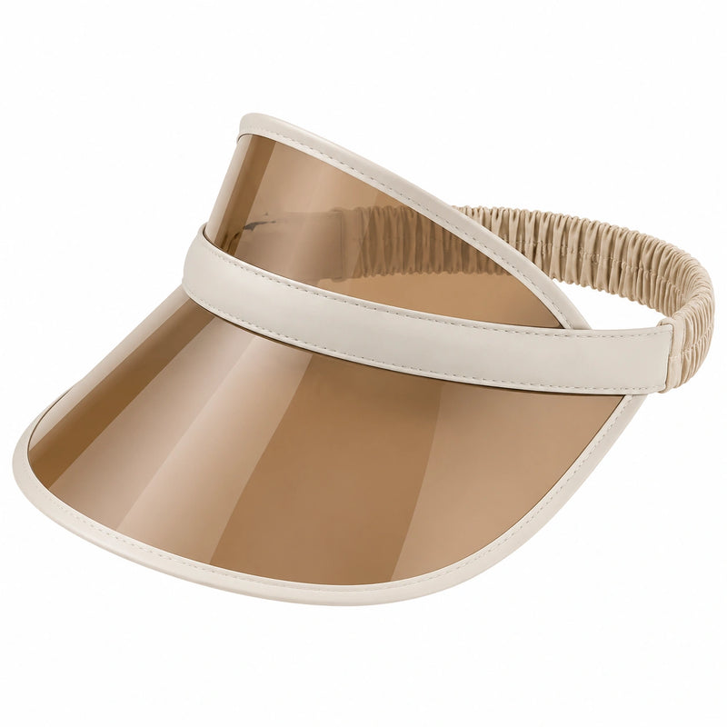 Visière solaire taille unique transparente beige à bande élastique style sport